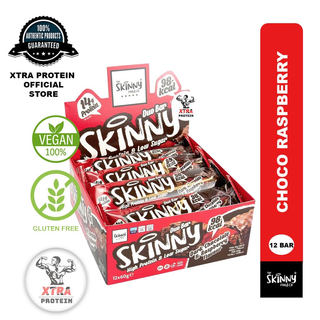 Skinny Food Duo Protein Bar Chocolate and Raspberry (60g) 12 Pack