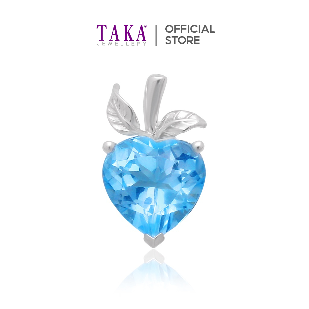 TAKA Jewellery Blue Topaz Pendant 9K Apple Heart