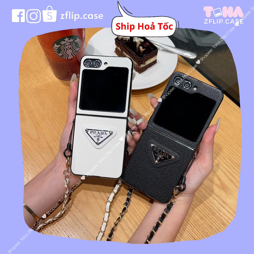 Samsung Z Flip 5 Lumpy Leather Luxury Case With ZFlip5 / Z Flip5 Cross Roof Strap